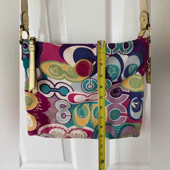 Rare Vintage Retro Multicolor Coach Poppy Pop C Graphic Art Canvas Crossbody Bag - Picture 12 of 13